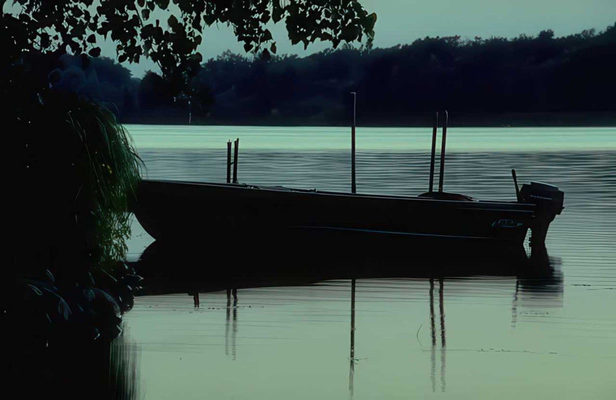Lake Dusk Boat A4 Photo Print