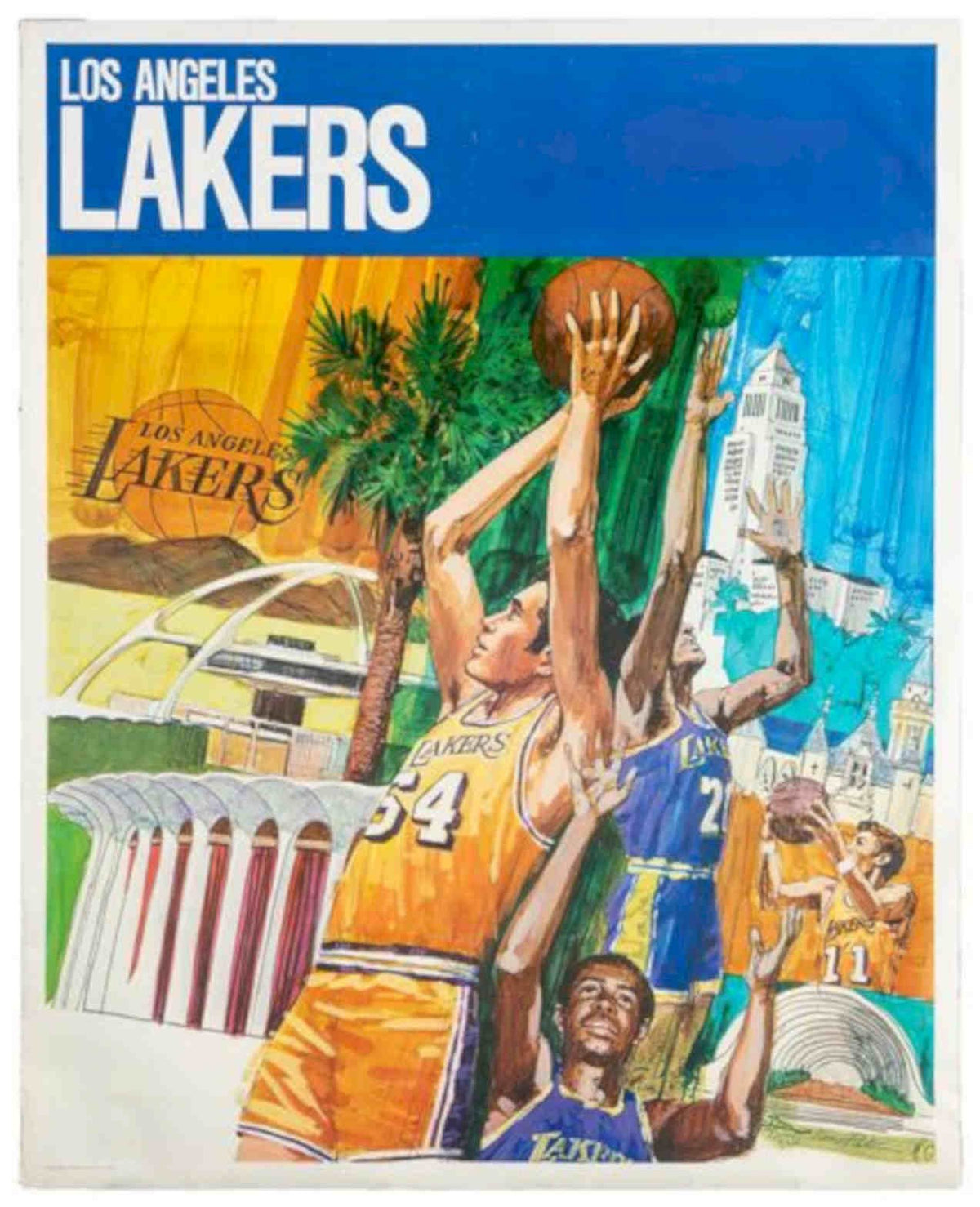 Lakers Skyline Players Vintage Retro Advert Poster A4 Photo Print