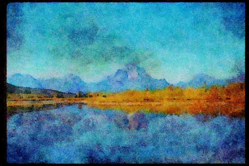 Lakes and rivers 026005 Reflection Of Mountain In Lake A4 Limited Edition Watercolour Print