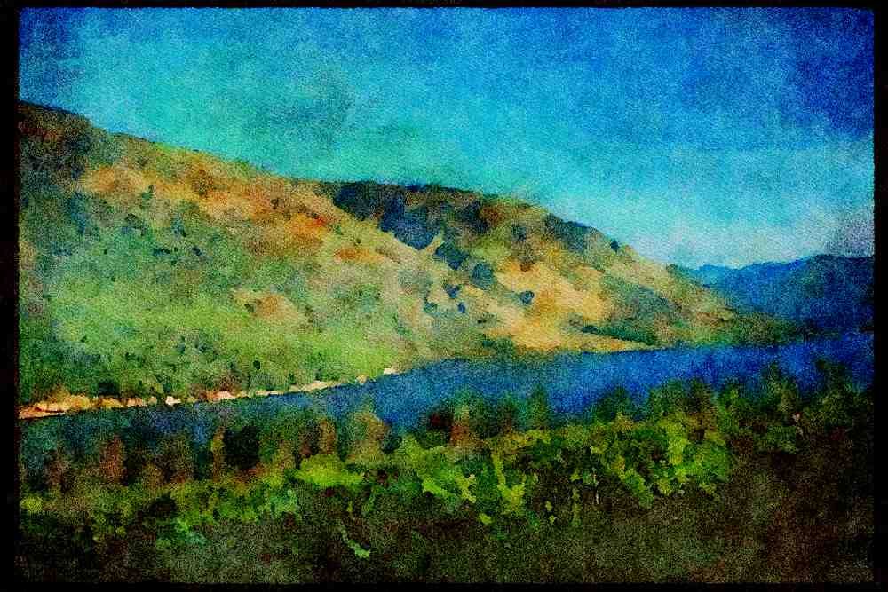 Lakes and rivers 026008 Lake Chelan Near Field's Point A4 Limited Edition Watercolour Print