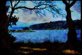 Lakes and rivers 026010 Lake With Trees A4 Limited Edition Watercolour Print