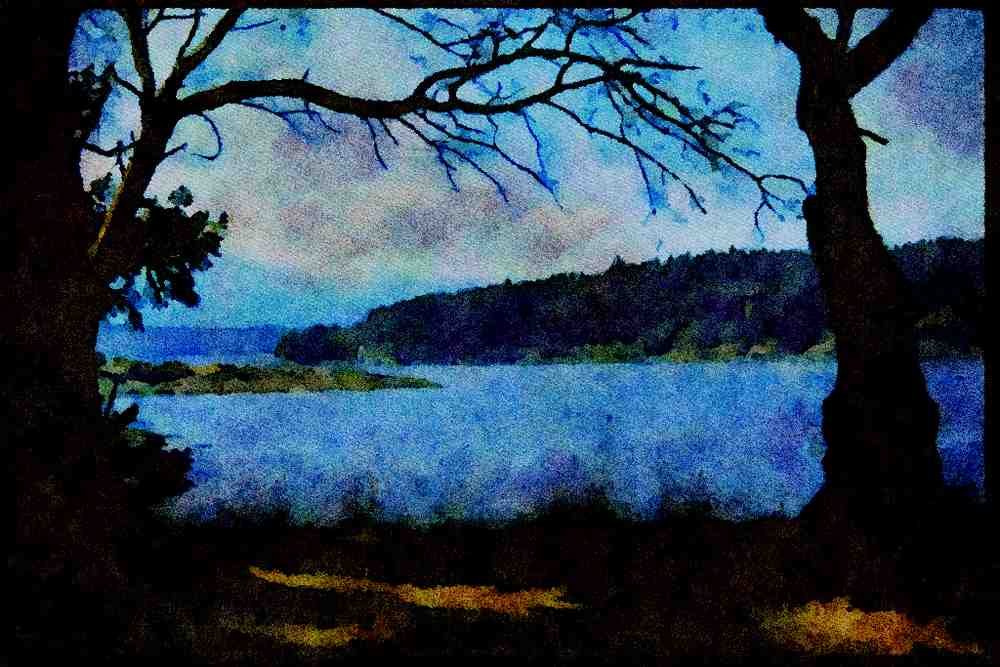 Lakes and rivers 026010 Lake With Trees A4 Limited Edition Watercolour Print