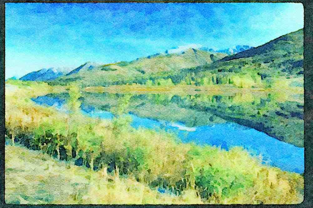 Lakes and rivers 026015 Lake Summit In Alaska A4 Limited Edition Watercolour Print