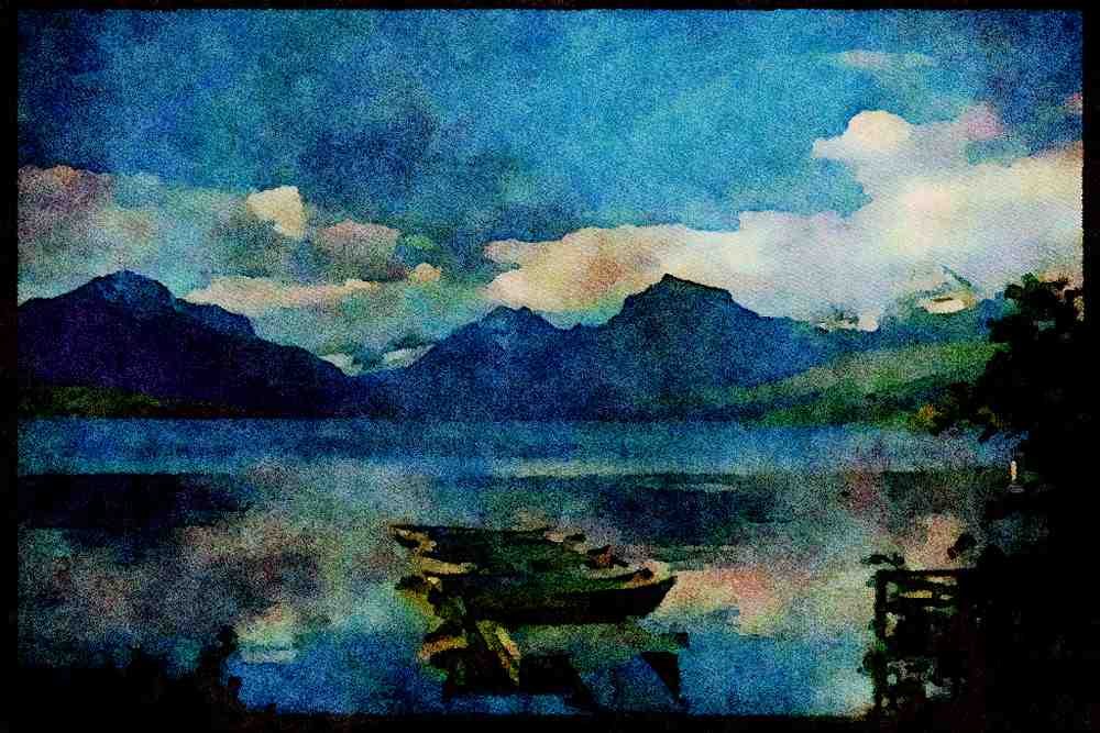 Lakes and rivers 026018 Clear Lake At Dock A4 Limited Edition Watercolour Print