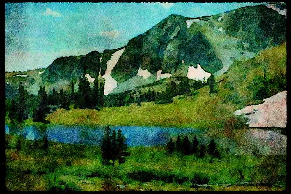 Lakes and rivers 026019 Lake With Mountain In Utah A4 Limited Edition Watercolour Print