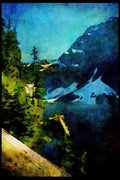 Lakes and rivers 026020 Mountain Lake With Log A4 Limited Edition Watercolour Print