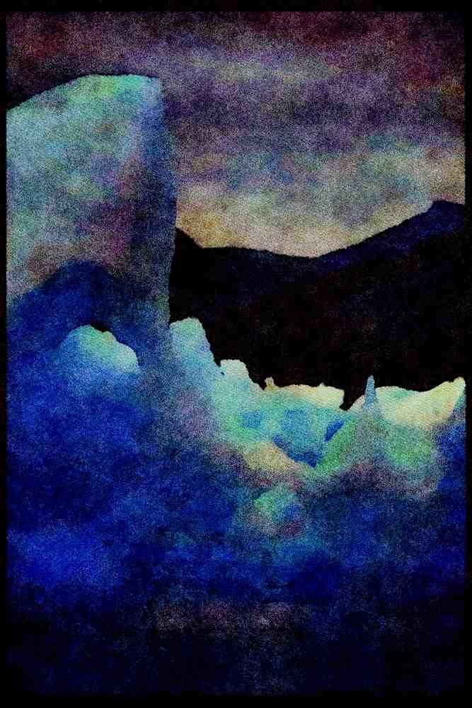 Lakes and rivers 026028 Melting Ice Walls, Lavender Sky A4 Limited Edition Watercolour Print