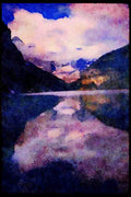 Lakes and rivers 026030 Reflection Of Clouds And Mountains A4 Limited Edition Watercolour Print
