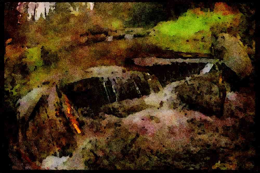Lakes and rivers 026045 Stream Falling Over Rocks Close Up A4 Limited Edition Watercolour Print
