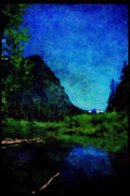 Lakes and rivers 026055 Treed Mountain Over Lake A4 Limited Edition Watercolour Print