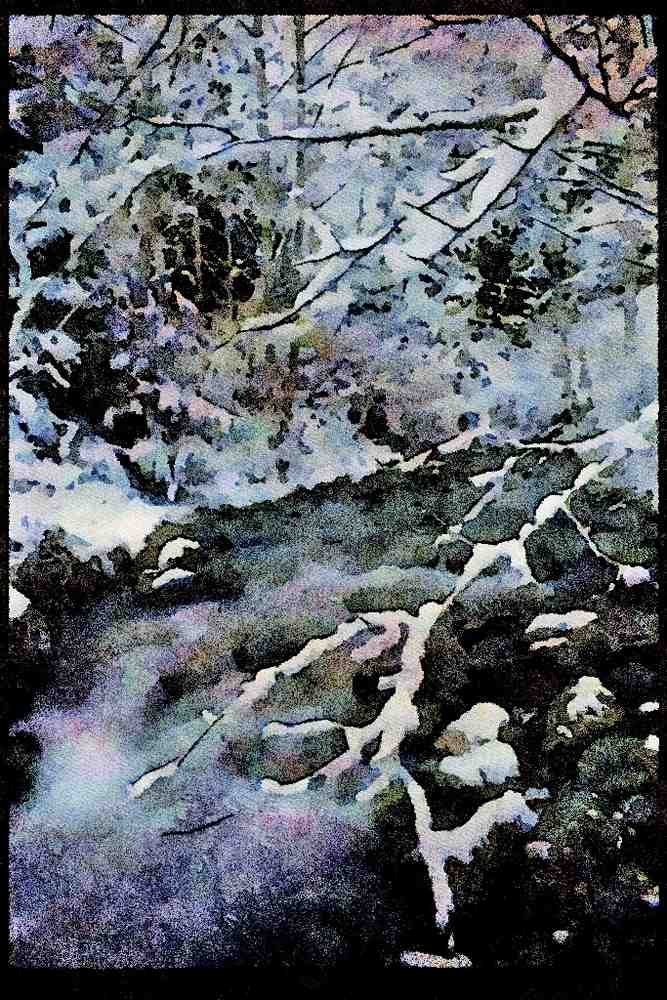 Lakes and rivers 026069 Rushing Water In Winter A4 Limited Edition Watercolour Print