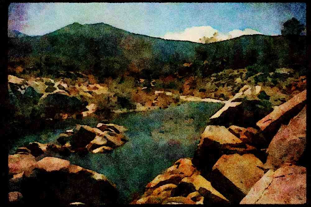 Lakes and rivers 026072 Rocky River Mountain A4 Limited Edition Watercolour Print