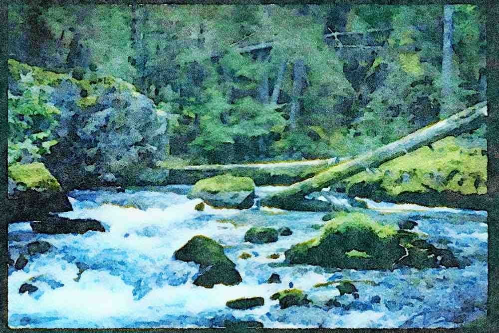Lakes and rivers 026081 Logs Over Mountain A4 Limited Edition Watercolour Print