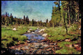 Lakes and rivers 026083 Large River Past Mountain A4 Limited Edition Watercolour Print