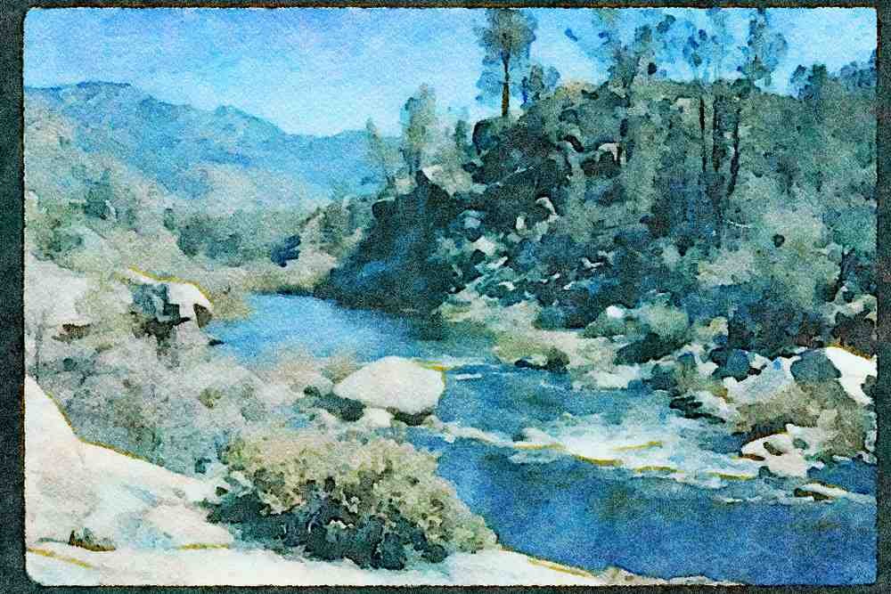 Lakes and rivers 026086 High Plateau River A4 Limited Edition Watercolour Print