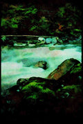 Lakes and rivers 026094 Green Moss, River And Log A4 Limited Edition Watercolour Print