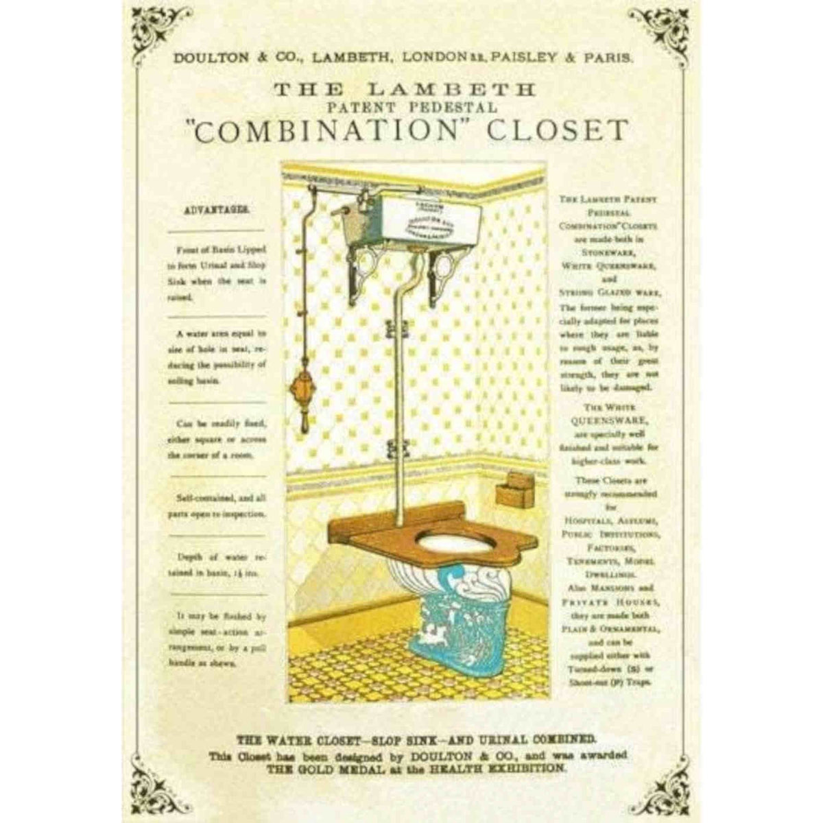 Lambeth Closet Bathroom Vintage Retro Advert Poster A4 Photo Print