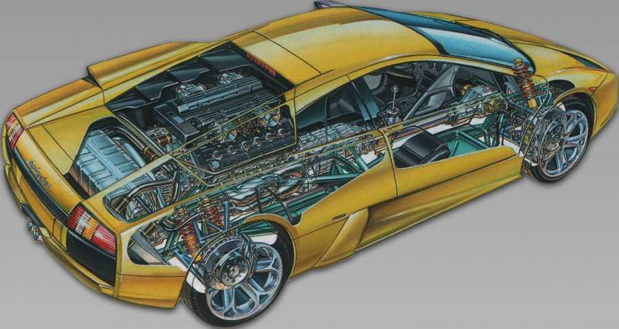 Lamborghini Murcielago cutaway A4 Photo Print