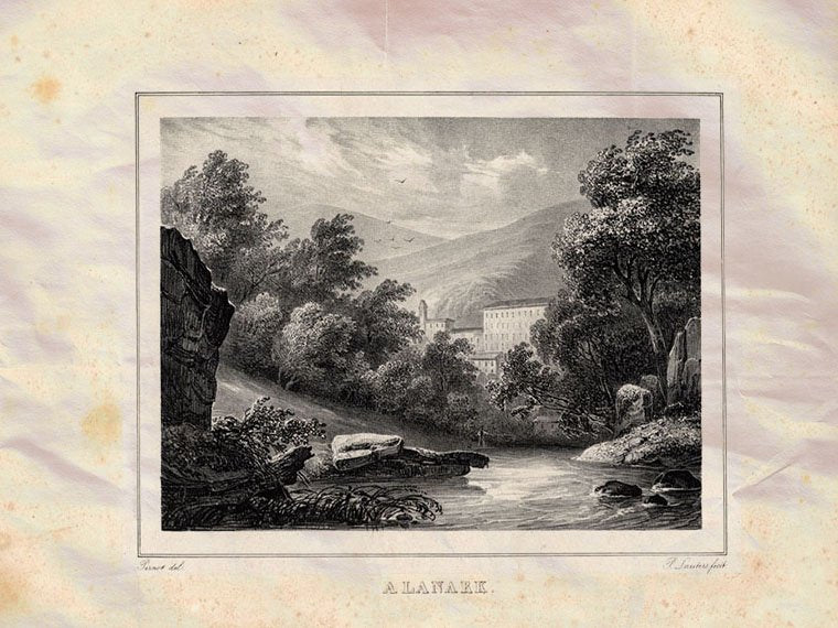 Lanark Scotland Pernot 1827 Vintage A4 Photo Print