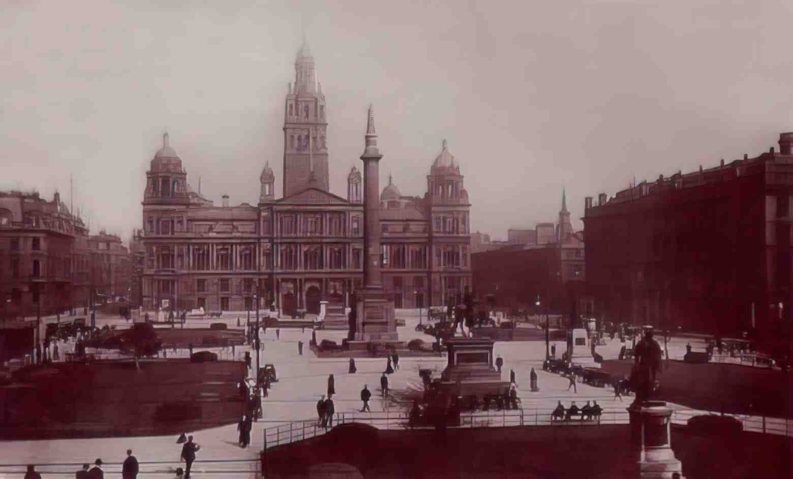 Lanarkshire Glasgow George Square and Municipal Buildings c1908 Vintage A4 Photo Print