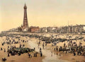 Lancashire Blackpool Beach and Tower Vintage A4 Photo Print