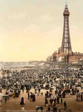 Lancashire Blackpool Crowded Beach Vintage A4 Photo Print