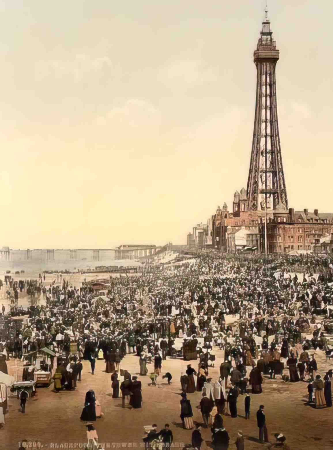 Lancashire Blackpool Crowded Beach Vintage A4 Photo Print