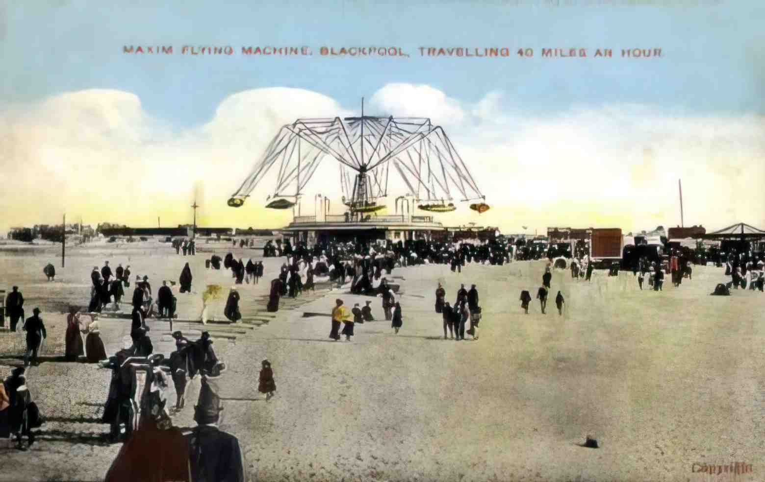 Lancashire Blackpool Flying Machine 1900's Vintage A4 Photo Print