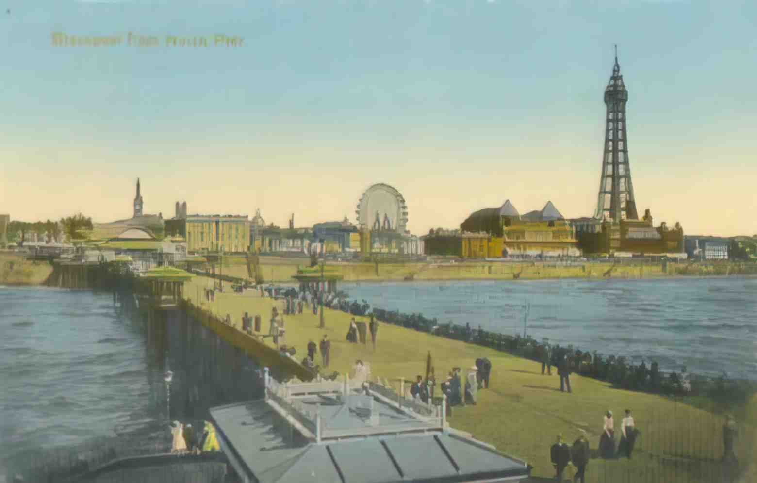 Lancashire Blackpool From the Pier 1910s Vintage A4 Photo Print