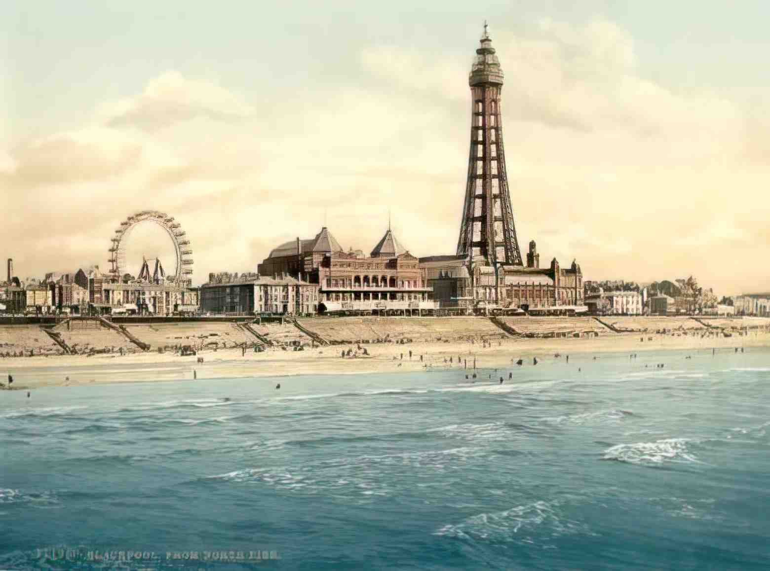 Lancashire Blackpool Tower from the North Pier II Vintage A4 Photo Print