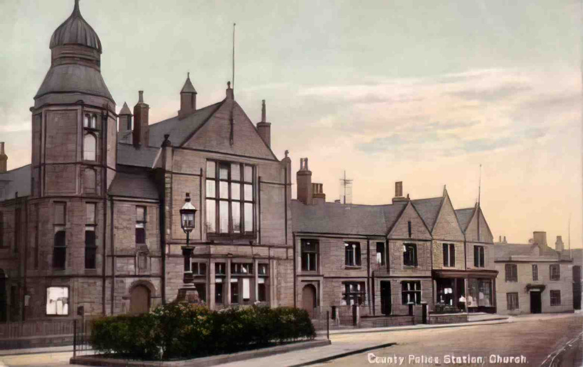 Lancashire Church County Police Station 1908 Vintage A4 Photo Print