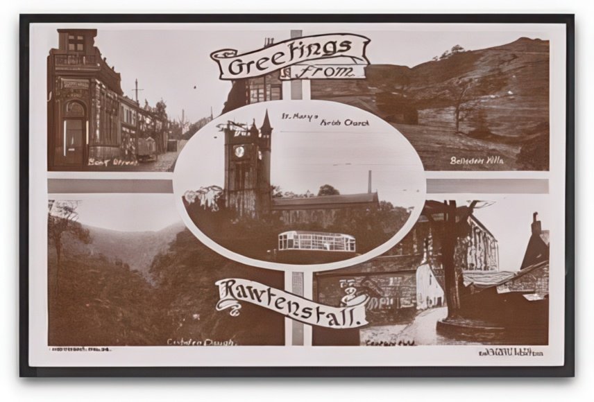 Lancashire Greetings From Rawtenstall 5 Views Bank Street Captain Fold Crd Vintage A4 Photo Print