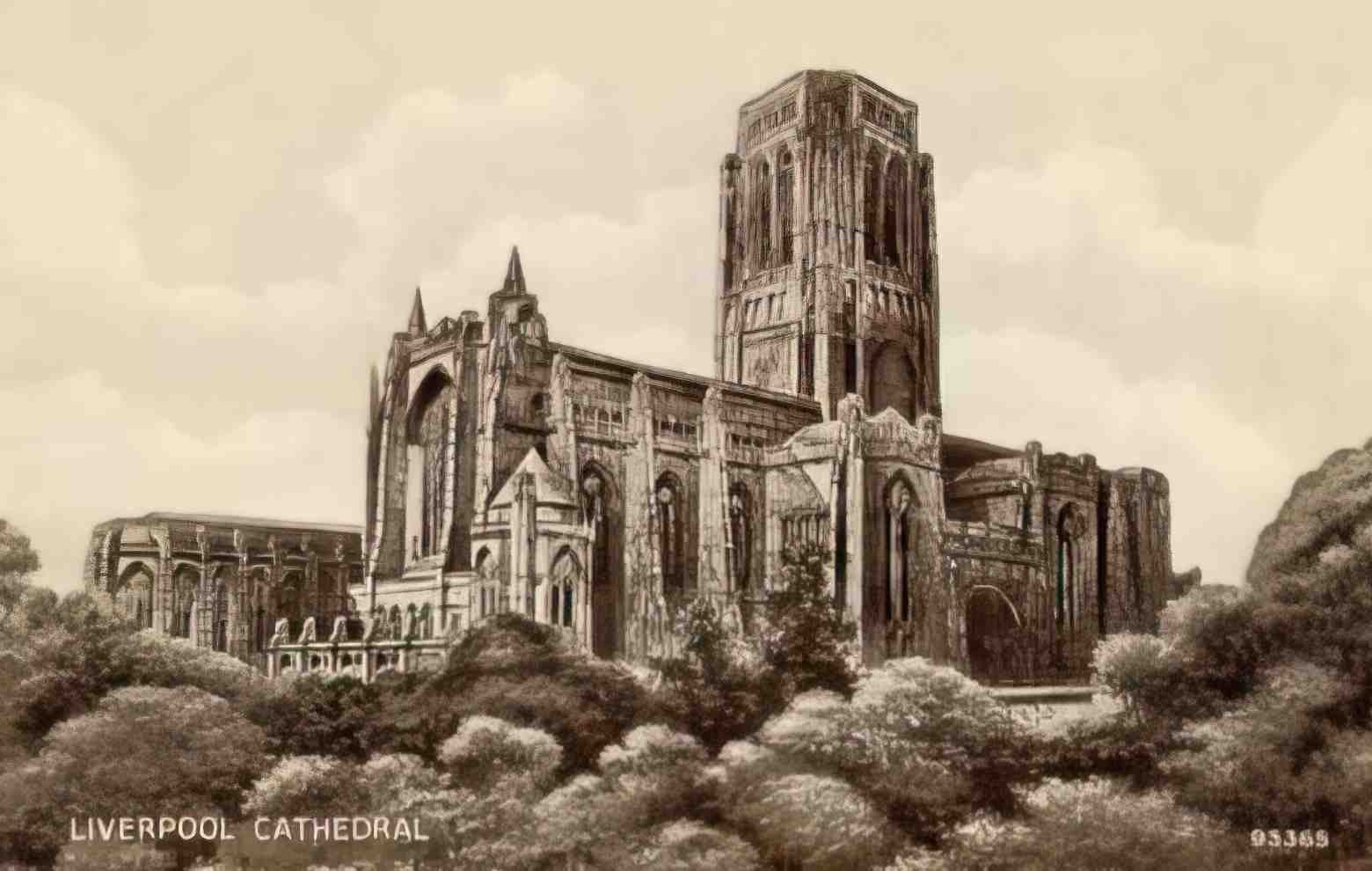 Lancashire Liverpool Cathedral II Vintage A4 Photo Print