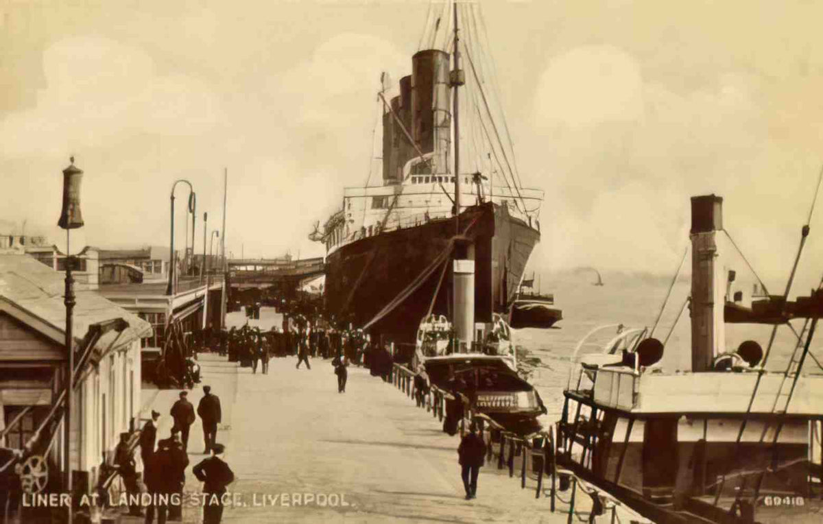 Lancashire Liverpool Liner at Landing Stage Vintage A4 Photo Print