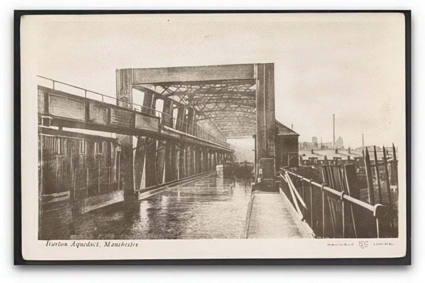 Lancashire Manchester Barton Aqueduct View Along Bridge & Barges Vintage A4 Photo Print