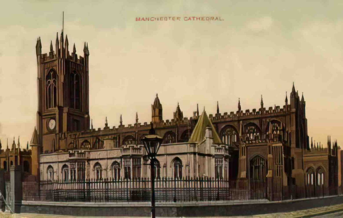 Lancashire Manchester Cathedral Vintage A4 Photo Print