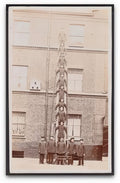 Lancashire Manchester Fire Brigade 10 Firemen Up Long Ladder Posing Vintage A4 Photo Print