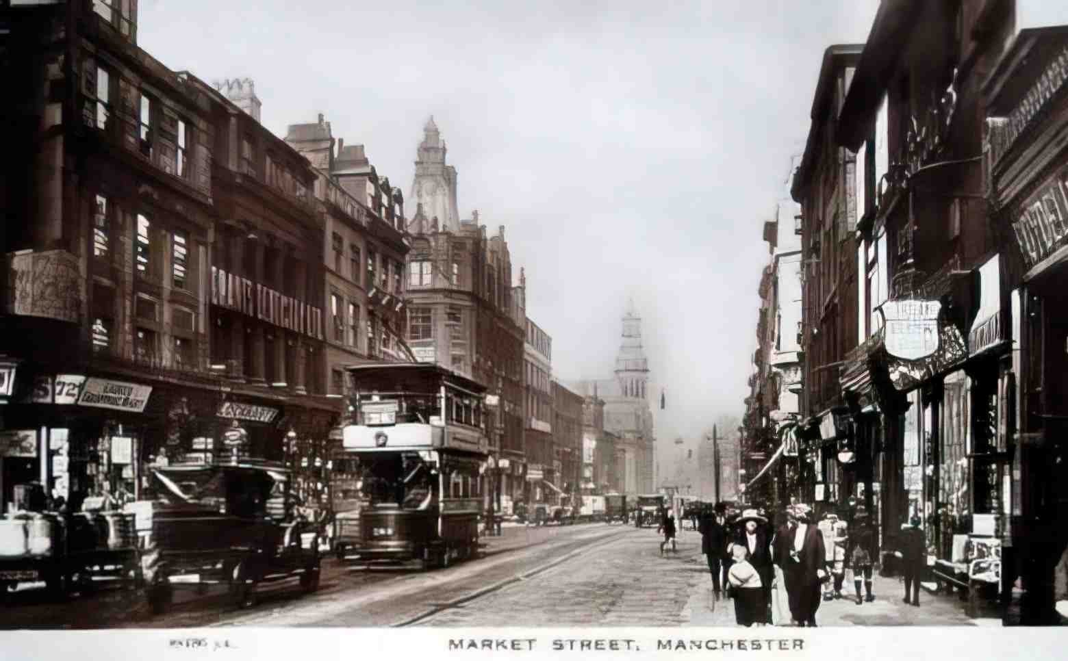 Lancashire Manchester Market Street Vintage A4 Photo Print