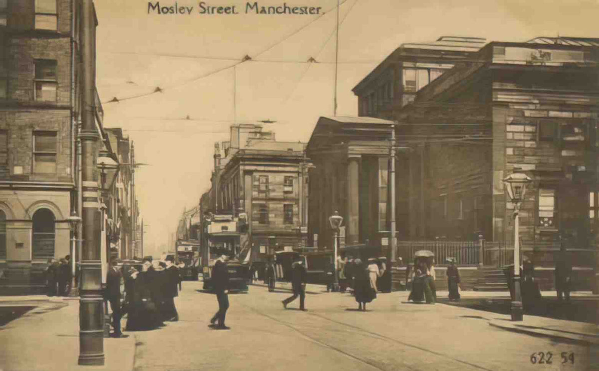Lancashire Manchester Mosley Street Vintage A4 Photo Print