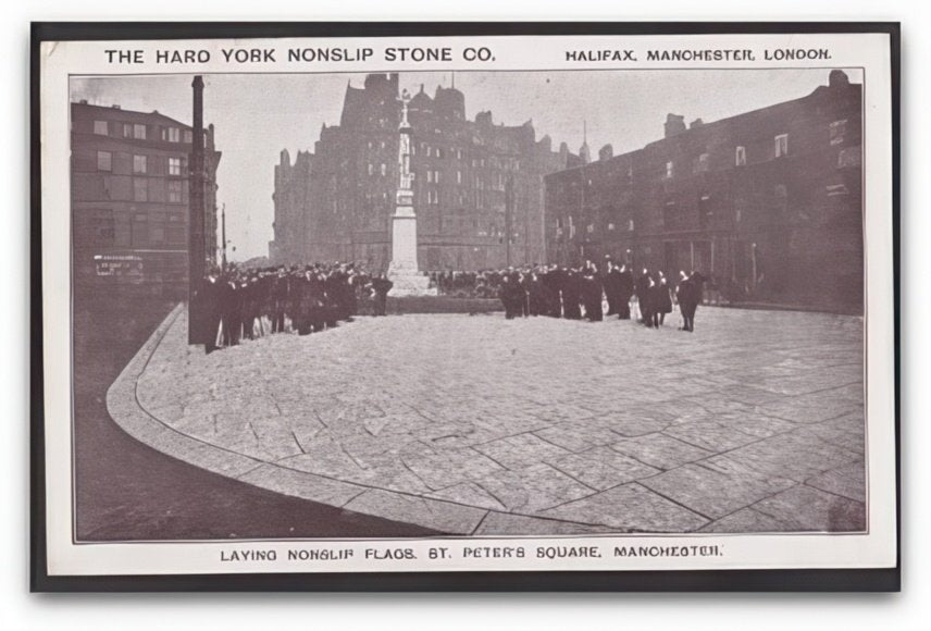 Lancashire Manchester St Peters Square Laying Nonslip Flagstones Vintage A4 Photo Print