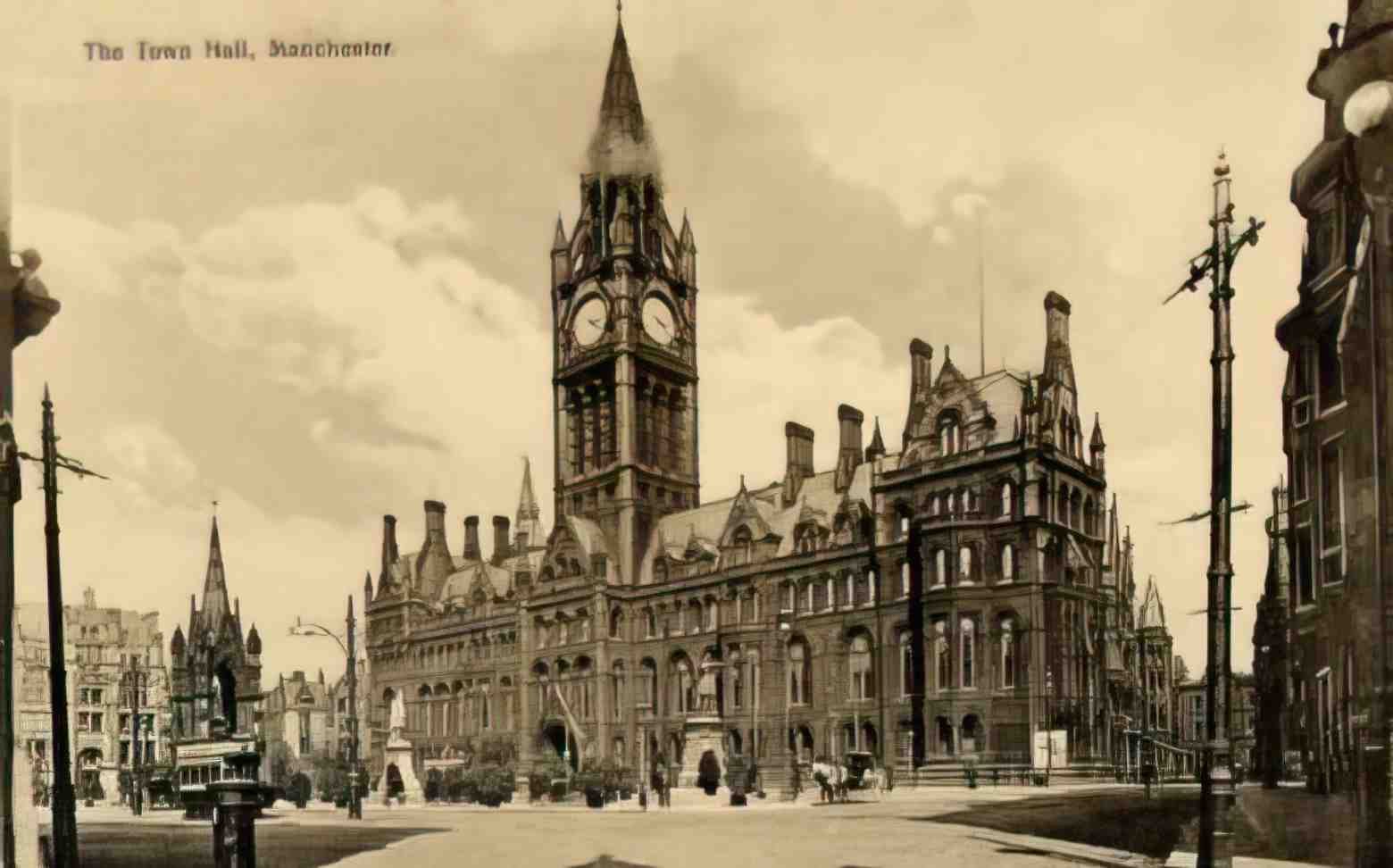 Lancashire Manchester Town Hall Vintage A4 Photo Print