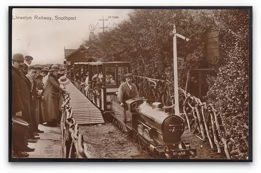 Lancashire Southport Llewelyn Miniature Railway Steam Train Station Vintage A4 Photo Print