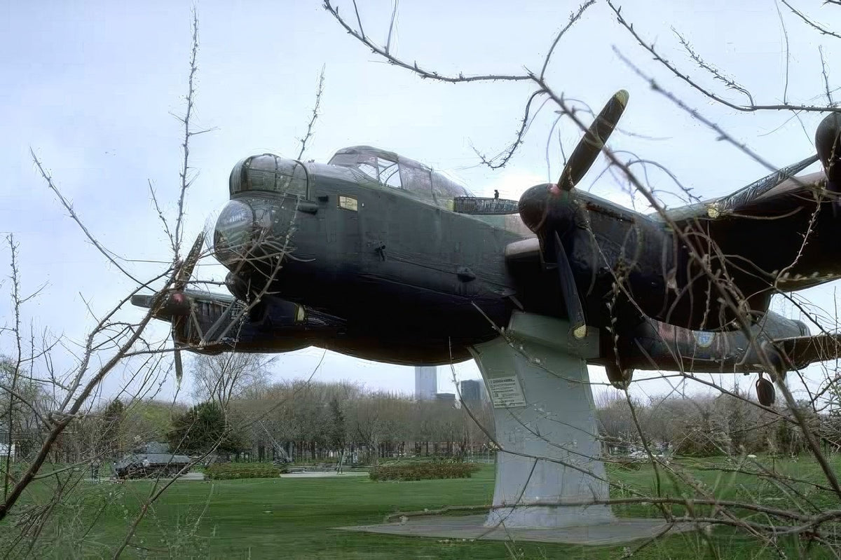 Lancaster Bomber Statue A4 Photo Print