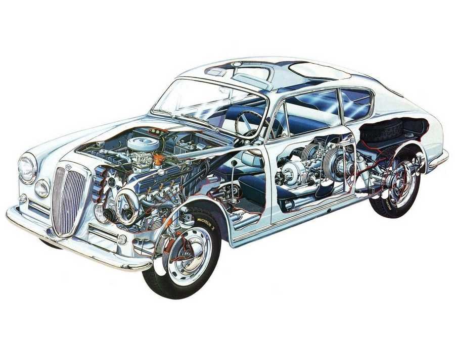Lancia Aurelia cutaway A4 Photo Print