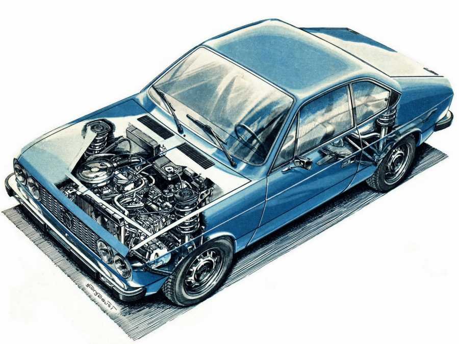 Lancia Beta Coupe 1973 cutaway A4 Photo Print