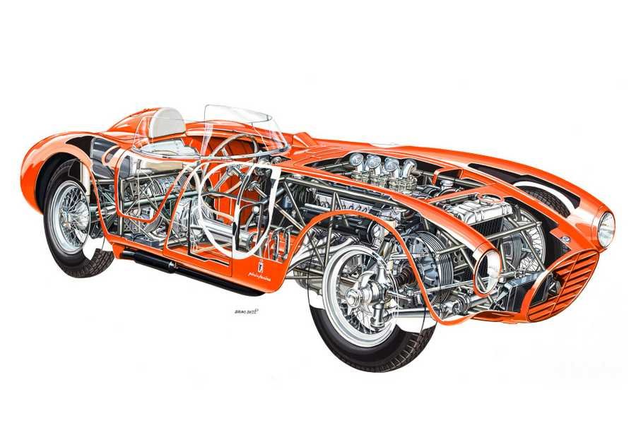 Lancia D24 Spider Sport 1953 cutaway A4 Photo Print