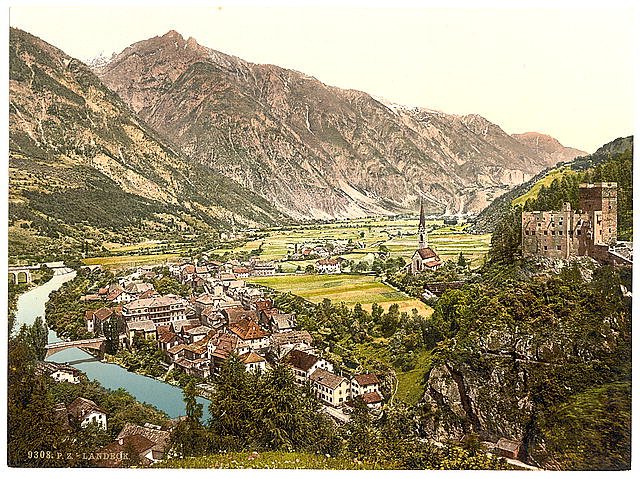 Landeck general view Tyrol Vintage A4 Photo Print