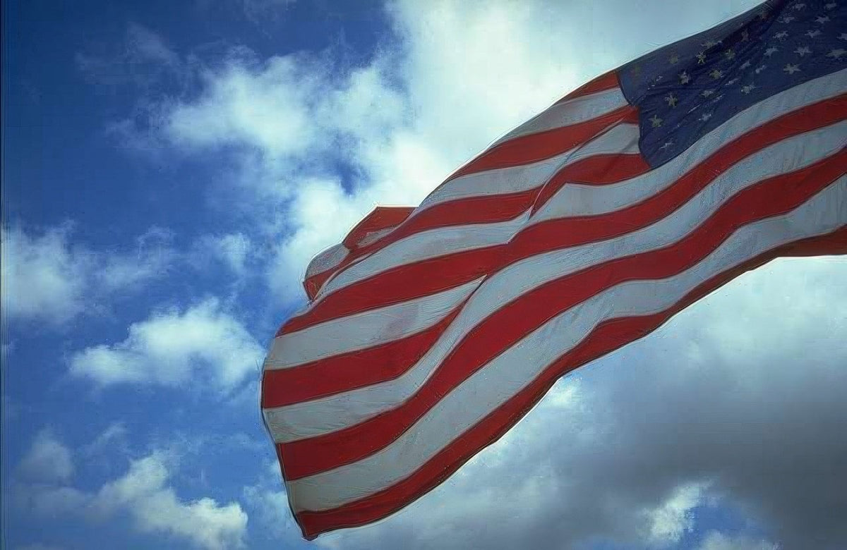 Landmark American Flag Sky A4 Photo Print