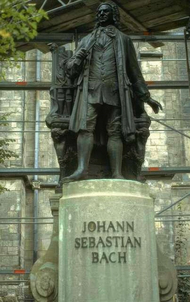Landmark Bach Statue Scaffolding A4 Photo Print Faceai