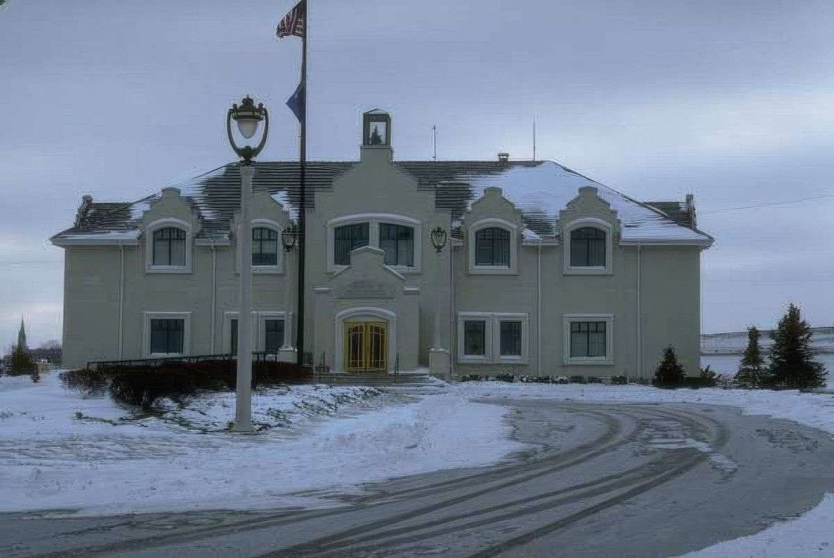Landmark Chateau Lake Winter A4 Photo Print